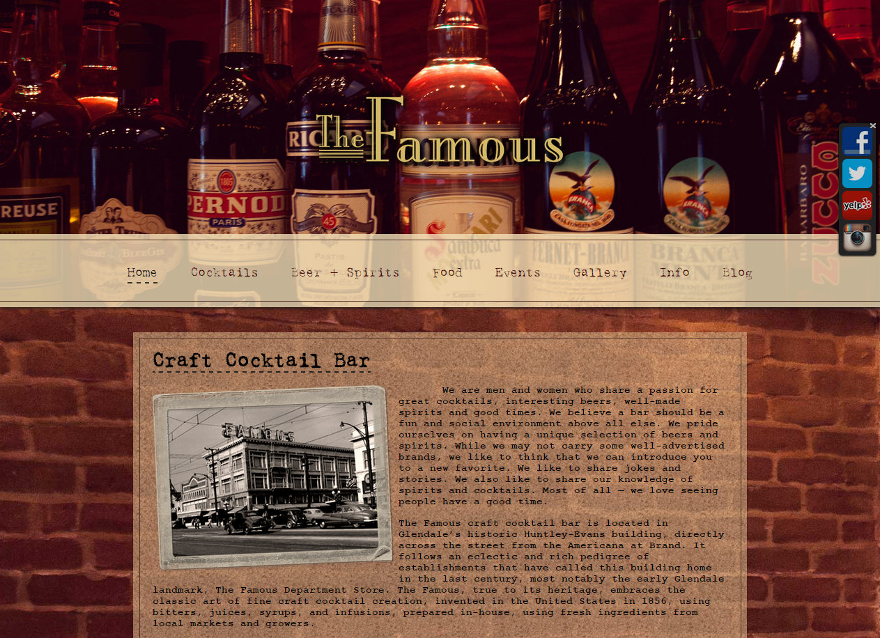 The Famous Craft Cocktail Bar Website